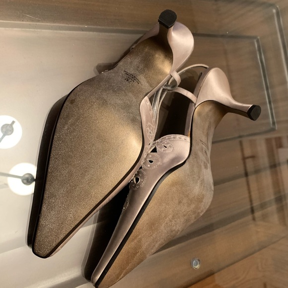 🆕🔥PORTIA Pumps Crystal Cutout Silver Satin Sz 7 - Picture 5 of 6